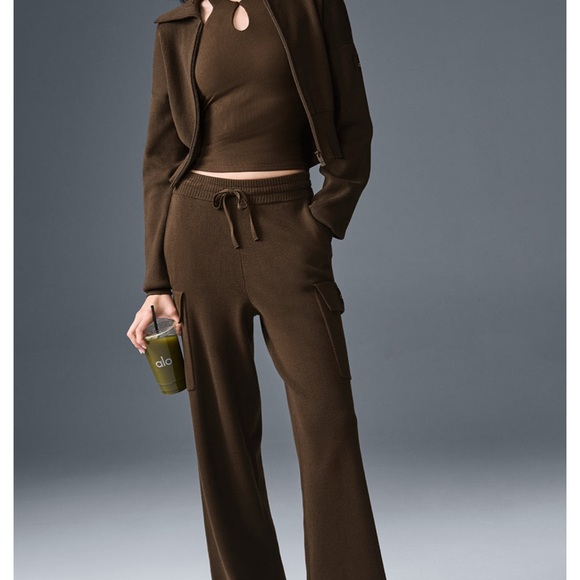 ALO Yoga Pants - ALO Yoga Brown Wide Leg Knit Pants
